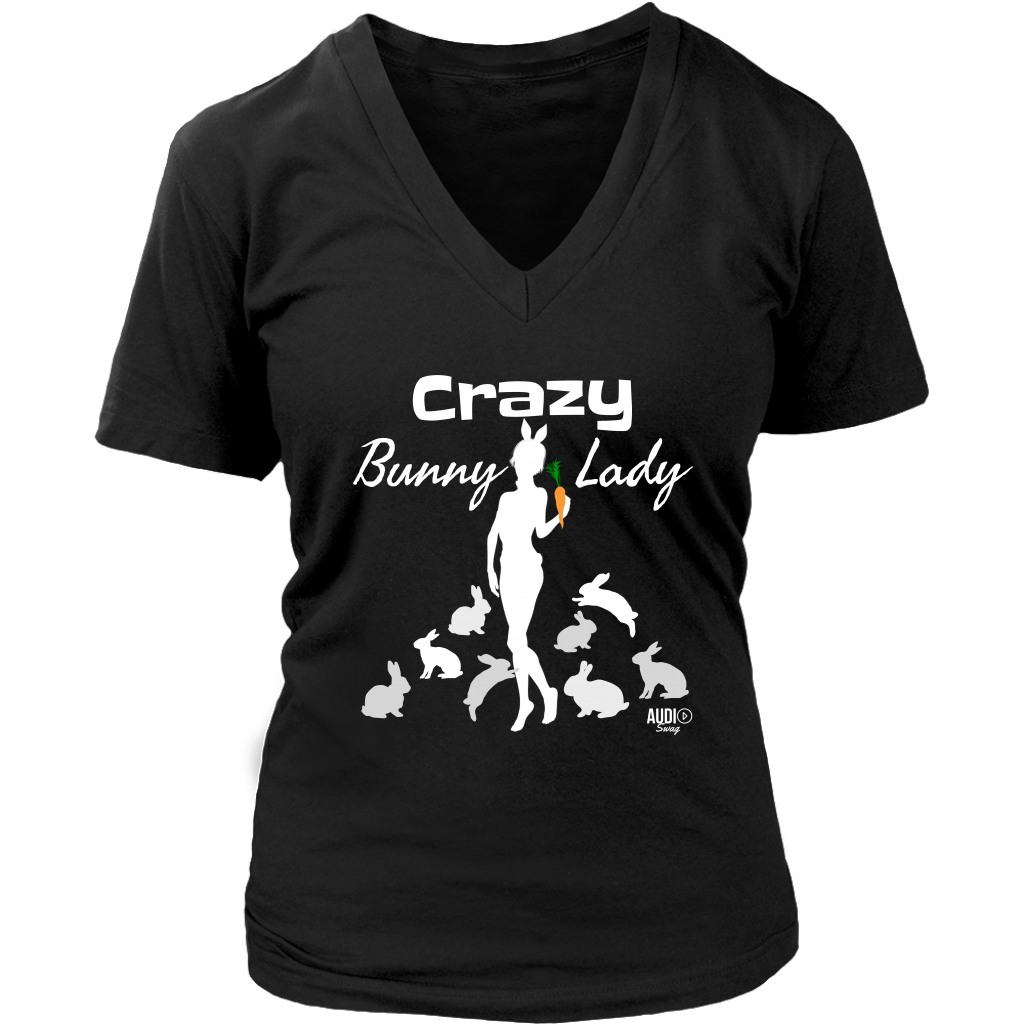 Crazy Bunny Lady Ladies V-neck T-shirt - Audio Swag