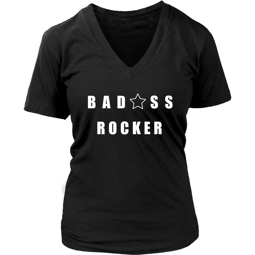Bad@ss Rocker Ladies V-Neck T-shirt - Audio Swag