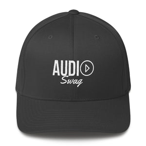 Audio Swag White Logo Dark Flexfit Structured Twill Cap - Audio Swag