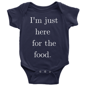 Just Here For The Food Baby Bodysuit - Audio Swag