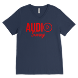 Audio Swag Red Logo Mens V-Neck Tee