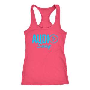 Audio Swag Blue Logo Ladies Racerback Tank Top - Audio Swag