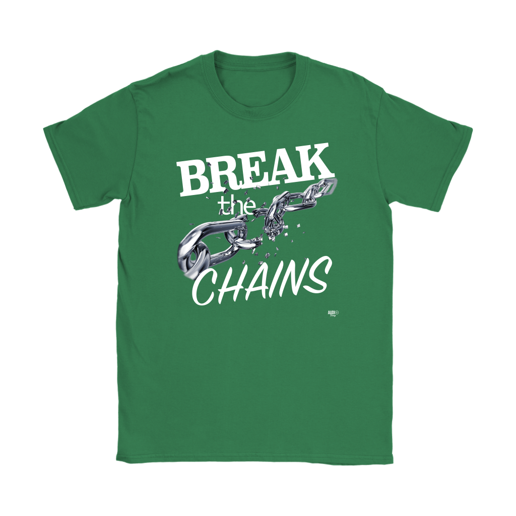 Break The Chains White Ladies T-shirt - Audio Swag