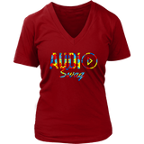 Audio Swag Autism Awareness Puzzle Logo Ladies V-neck T-shirt