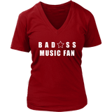 Bad@ss Music Fan Ladies V-Neck Tee - Audio Swag