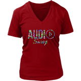 Audio Swag Geometric Logo Ladies V-neck T-shirt - Audio Swag