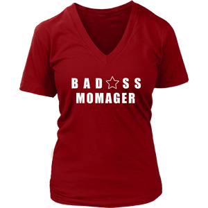 Bad@ss Momager Ladies V-Neck Tee - Audio Swag