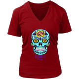 Sugar Skull Rose Ladies V-neck T-shirt - Audio Swag