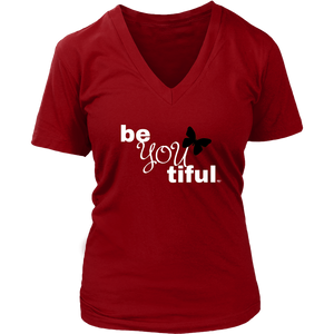 Be(You)tiful Inspirational Ladies V-neck T-shirt - Audio Swag