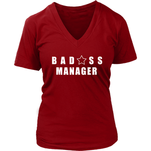 Bad@ss Manager Ladies V-Neck Tee - Audio Swag