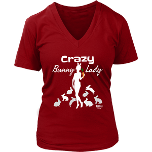 Crazy Bunny Lady Ladies V-neck T-shirt - Audio Swag