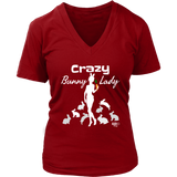Crazy Bunny Lady Ladies V-neck T-shirt