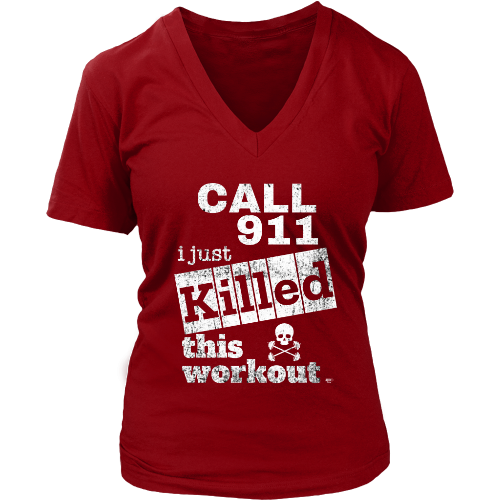 Killed This Workout Fitness Ladies V-neck T-shirt - Audio Swag
