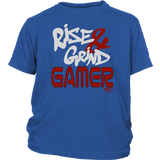 Rise & Grind Gamer Youth T-shirt - Audio Swag