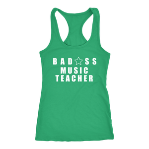 Bad@ss Music Teacher Ladies Racerback Tank Top - Audio Swag