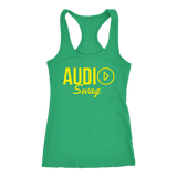 Audio Swag Yellow Logo Ladies Racerback Tank Top